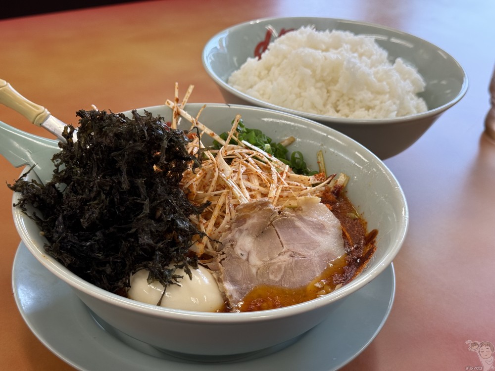 【栃木佐野】ラーメン山岡家栃木佐野店。ウルトラ激辛ラーメン 背脂変更+黒ばら海苔食ってみな?白飯すすむぞ